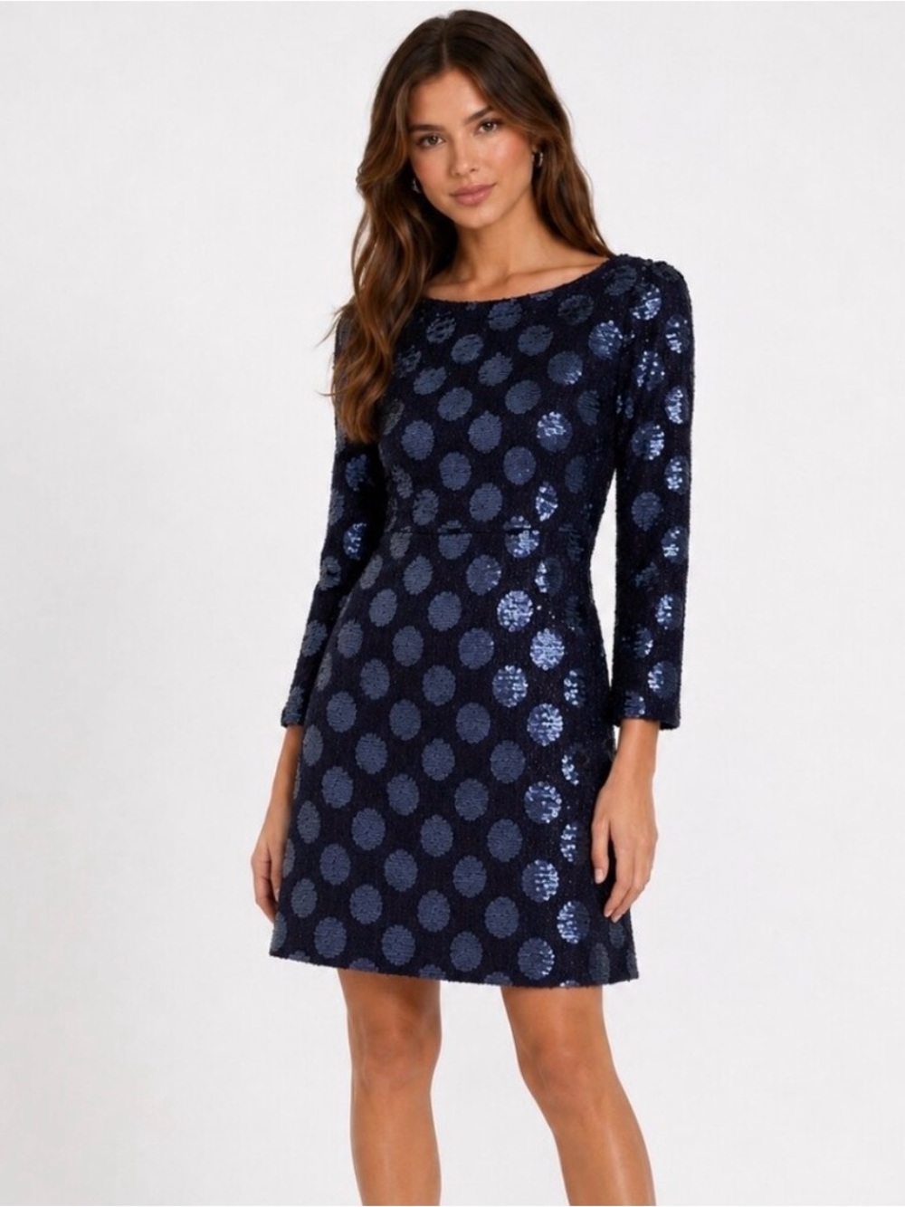 Jill Stuart navy blue sequin polka dot holiday cocktail party dress New 8